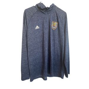 Adidas Mens Blue Long-Sleeve Half-Zip High-Neck Ultimate Tee Shirt Extra Large